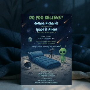 Convites Kids Space Galaxy Aliens Sleepover Festa de aniver