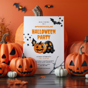 Convites Kids Watercolor Spooktacular Festa de Halloween