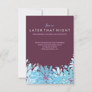 Convites KINDA BLUE FLOWERS Bat Mitzvah Party Card