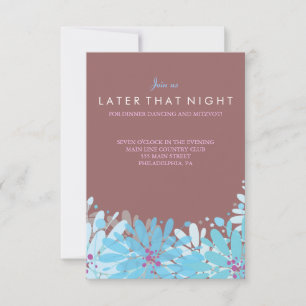 Convites KINDA BLUE FLOWERS Bat Mitzvah Party Card