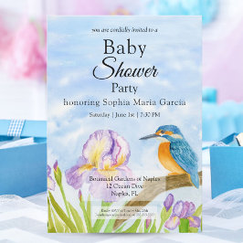 Convites  Kingfisher with Purple Irises Baby Shower