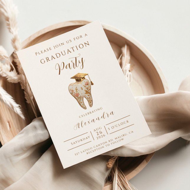 Convites Kintsugi Floral Tooth Graduation Party (Criador carregado)