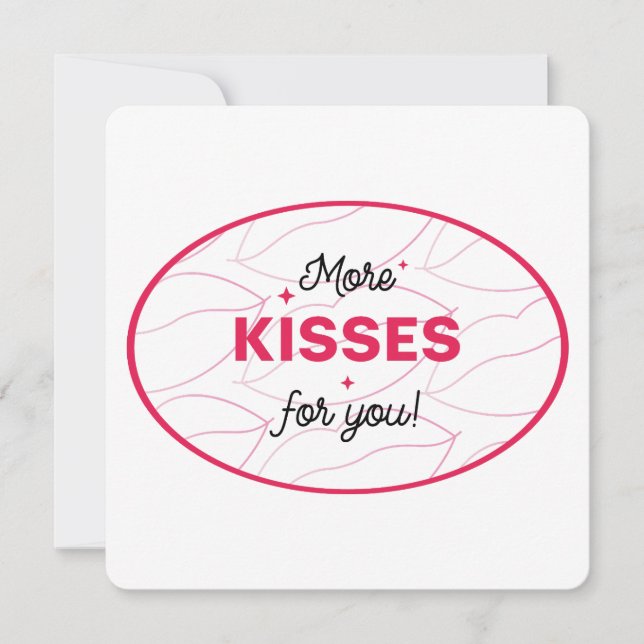 Convites Kisses Love Lips Red Pink Lettering. (Frente)