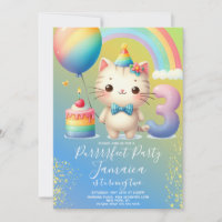 Kit de 3º Aniversário Gatinho Festa do Arco-íris
