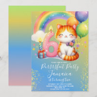 Kit de Aniversário de 6 anos Gatinho Arco-íris