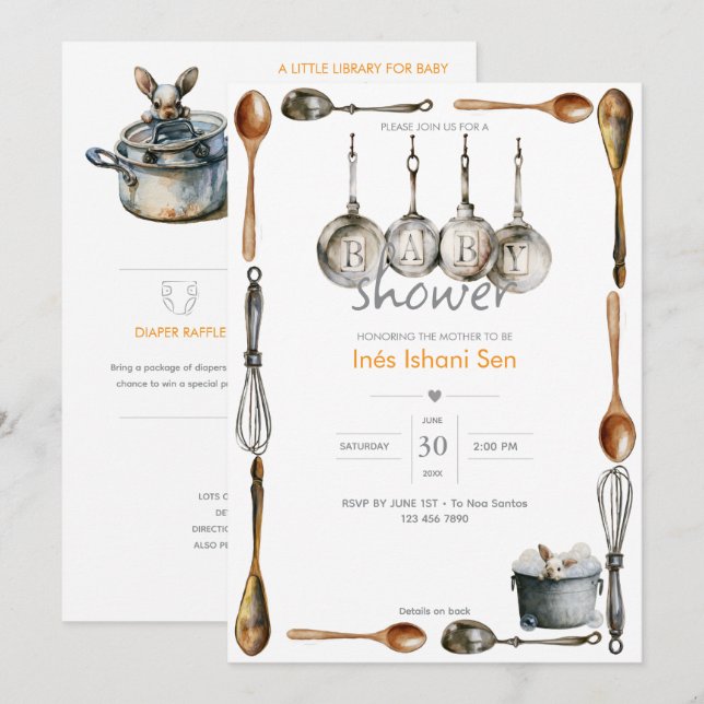 Convites Kitchen Bunny Travessuras 🐇 | Chás de Bebê (Frente/Verso)