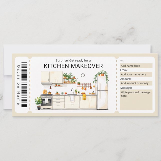 Convites Kitchen Renovation Gift Certificate  (Frente)