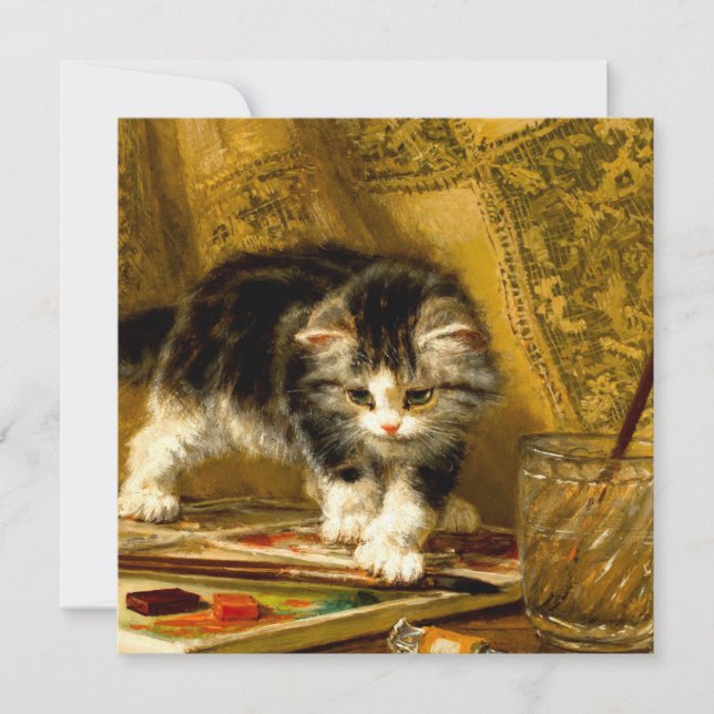 Convites Kitten com pintura e escovas (Frente)