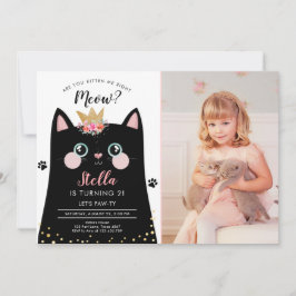 Convites Kitten Meow Crown Girl Kitty