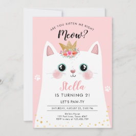 Convites Kitten Meow Crown Girl Kitty