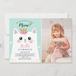 Convites Kitten Meow Crown Girl Kitty