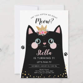 Convites Kitten Meow Crown Girl Kitty