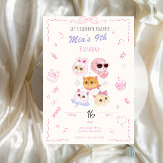 Convites Kitty Girl Birthday Invitation 