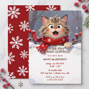 Convites Kitty Meninas Aniversário Inverno Floco de Neve Ve