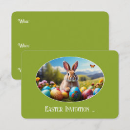 Convites Kleiner Osterhase in Landschaft, oval - Karte
