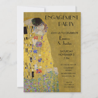 Convites Klimt é o Beijo - Art Nouveau Festa de noivado in