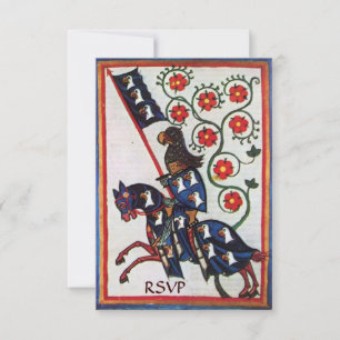 Convites KNIGHT AZUL NO HORSEBACK MEDIEVAL PARCHING rsvp