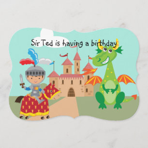 Convites Knight Castle e Dragon Birthday Invite