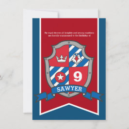 Convites Knights medieval aniversário de criança party red 