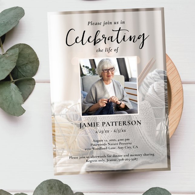 Convites Knitter, Crafts, Celebration of Life Funeral Photo (Criador carregado)