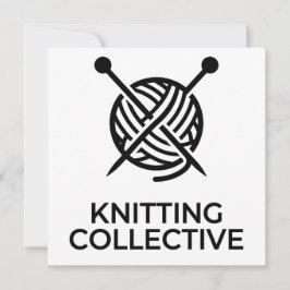 Convites Knitting Collective Noir Logo Minimaliste Tricot