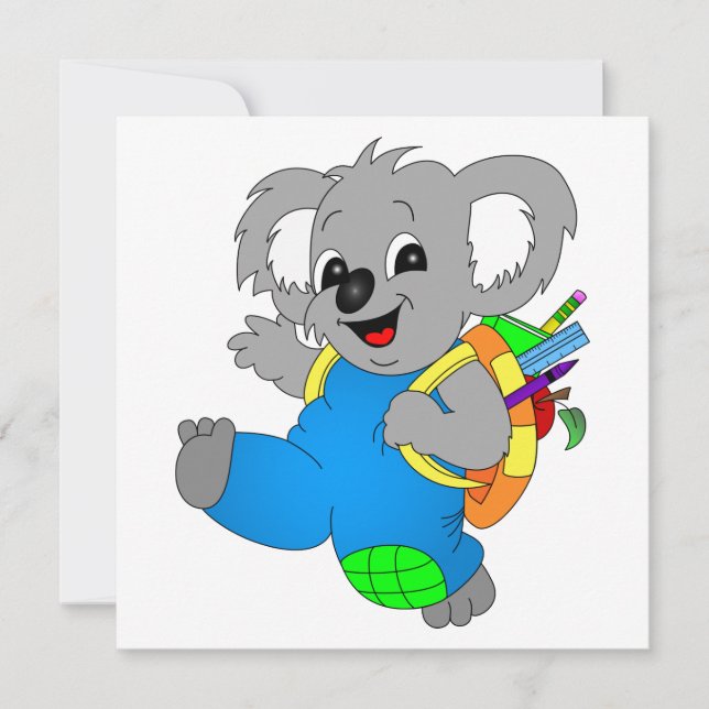 Convites Koala Bear com mochila (Frente)