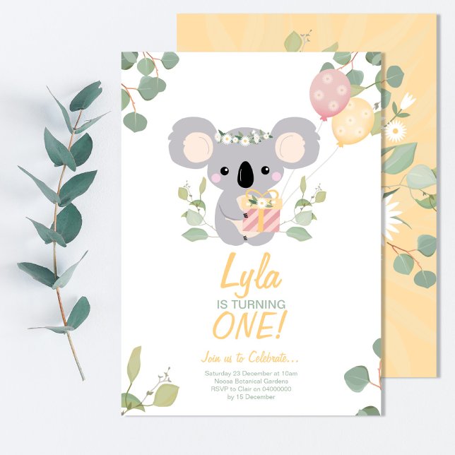 Convites Koala Birthday (Koala Birthday Invite)