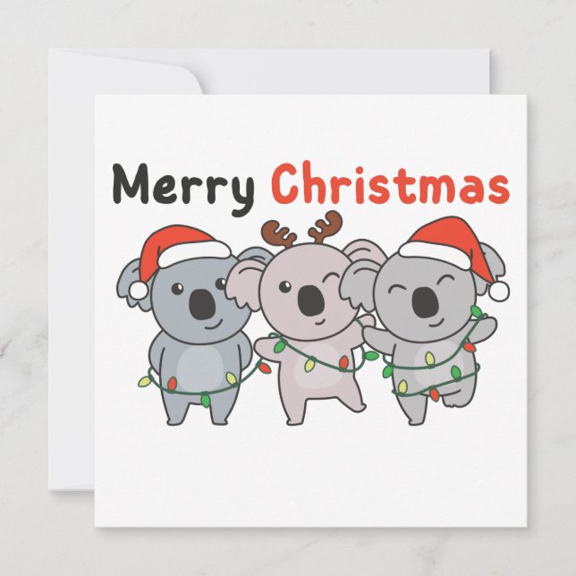 Convites Koala Natal Animais Koalas Feliz Natal Inv (Frente)