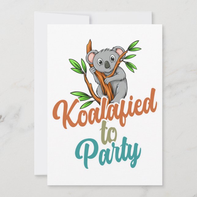 Convites Koalafied to Party Qualified Pun Cute and Funny Ko (Frente)