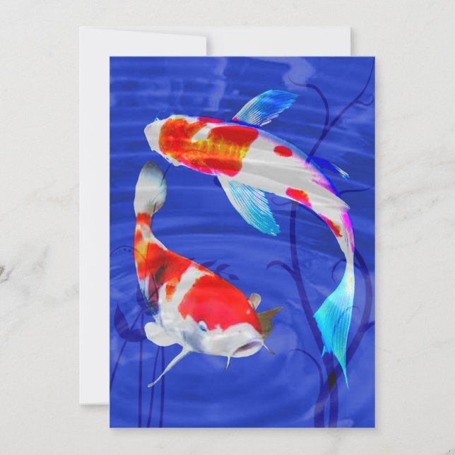 Convites Kohaku Duo em Lixo Azul Profundo (Frente)