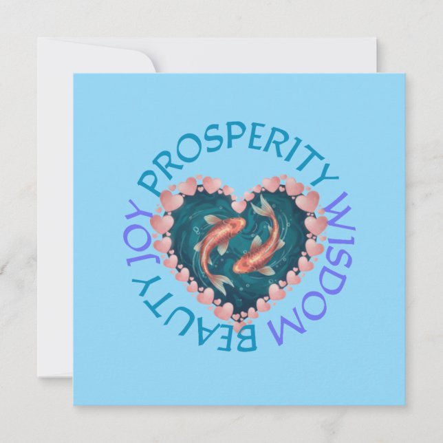 Convites Koi boa sorte rosa e turquesa (Frente)