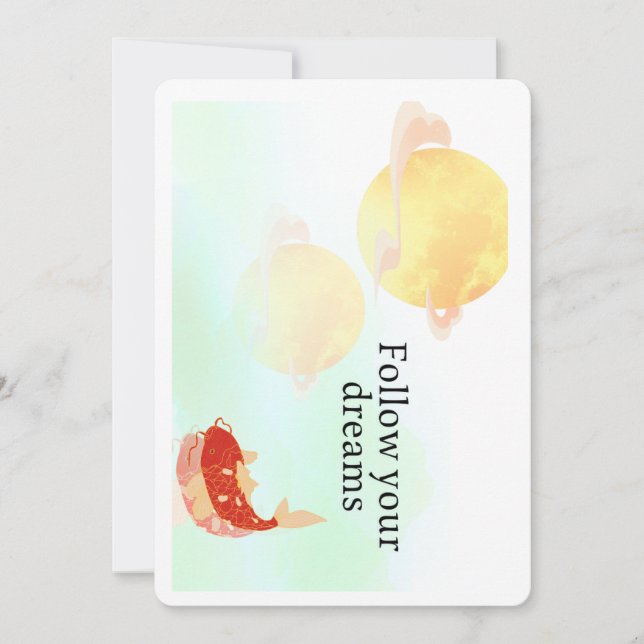 Convites Koi Fish Dream Quote Art Print – "Follow Your Drea (Frente)