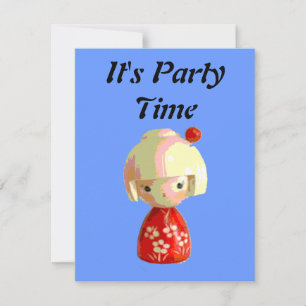 Convites Kokeshi Vermelha