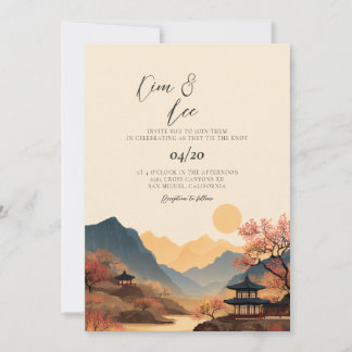 Convites Korean Traditional Landscape Wedding Invitation