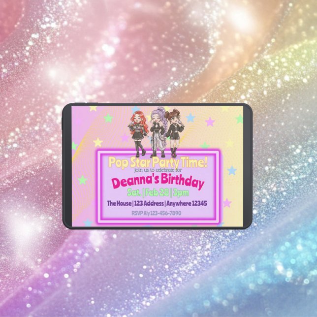 Convites KPOP Star Party Time Birthday (Criador carregado)