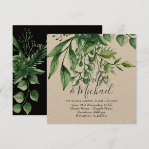 Convites Kraft de Casamento Botânico Moderno