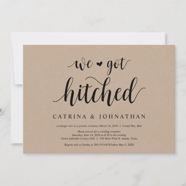 Convites Kraft de Fazenda Rústica, roteiro preto, Casamento (Frente)