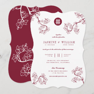 Convites Kraft E Red Plum Blossoms Casamento Moderno Da Ás