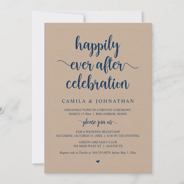 Convites Kraft Elopement, Feliz Sempre Após A Celebração (Frente)