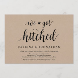 Convites Kraft Fazenda Rústica, letra preta, Casamento Fuga