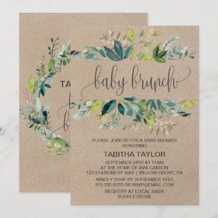 Convites Kraft Foliage Baby Brunch