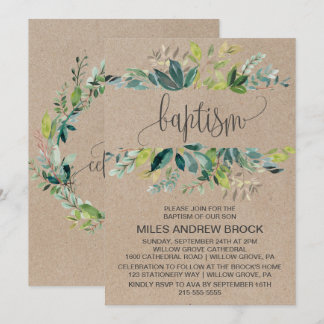 Convites Kraft Foliage Baptism