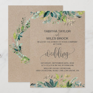 Convites Kraft Foliage com Casamento de Invasão de Monogra