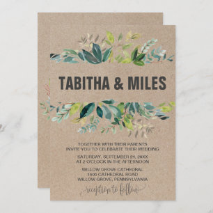 Convites Kraft Foliage com Casamento de Invasão de Terra Mo