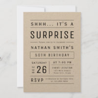 Kraft Modern Simple Typografia Surpresa Aniversári