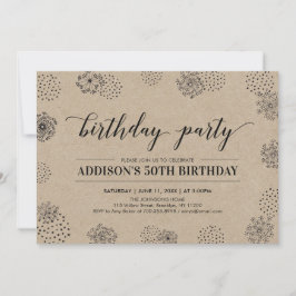 Convites Kraft Na moda Modern 50ª Festa de aniversário Adul