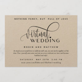 Convites Kraft Paper, Rustic, Online Virtual Weding