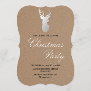 Convites Kraft Paper Silver Antler Partido de Natal Russo