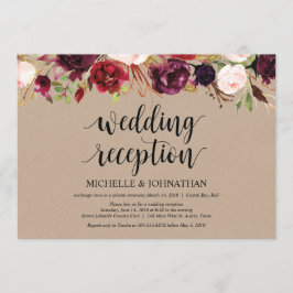 Convites Kraft para Recepção de Casamento Floral B