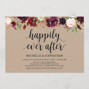 Convites Kraft para Recepção de Casamento Floral B